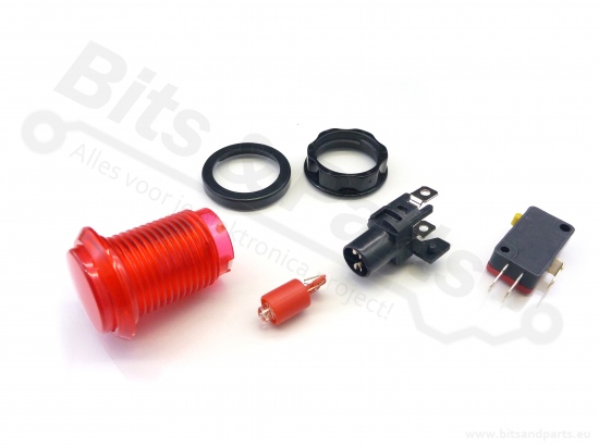 Push button Arcade/Joystick transparent red with lighting 24.2mm